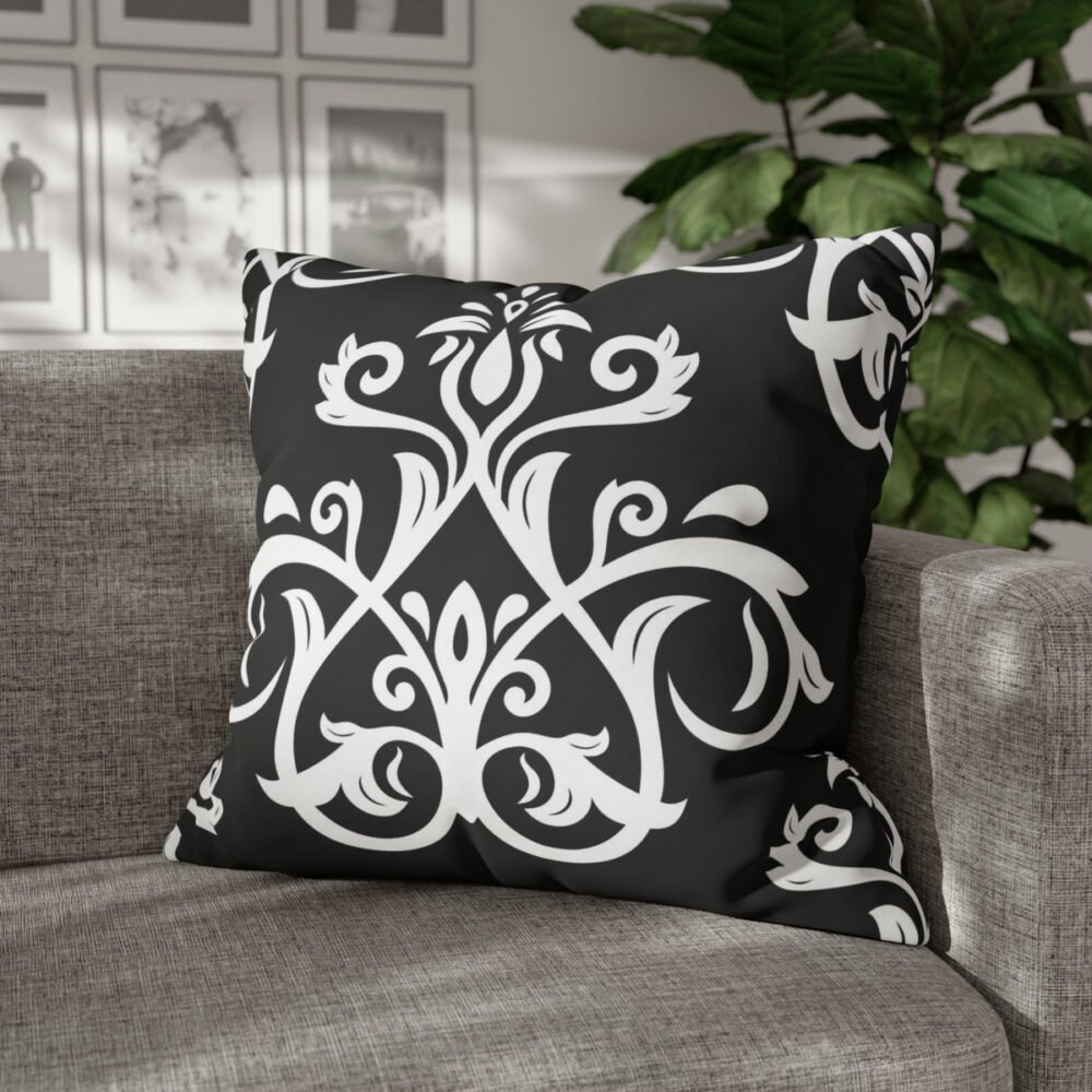Classic Black n White Floral Euro Pillow Shams - Image 4