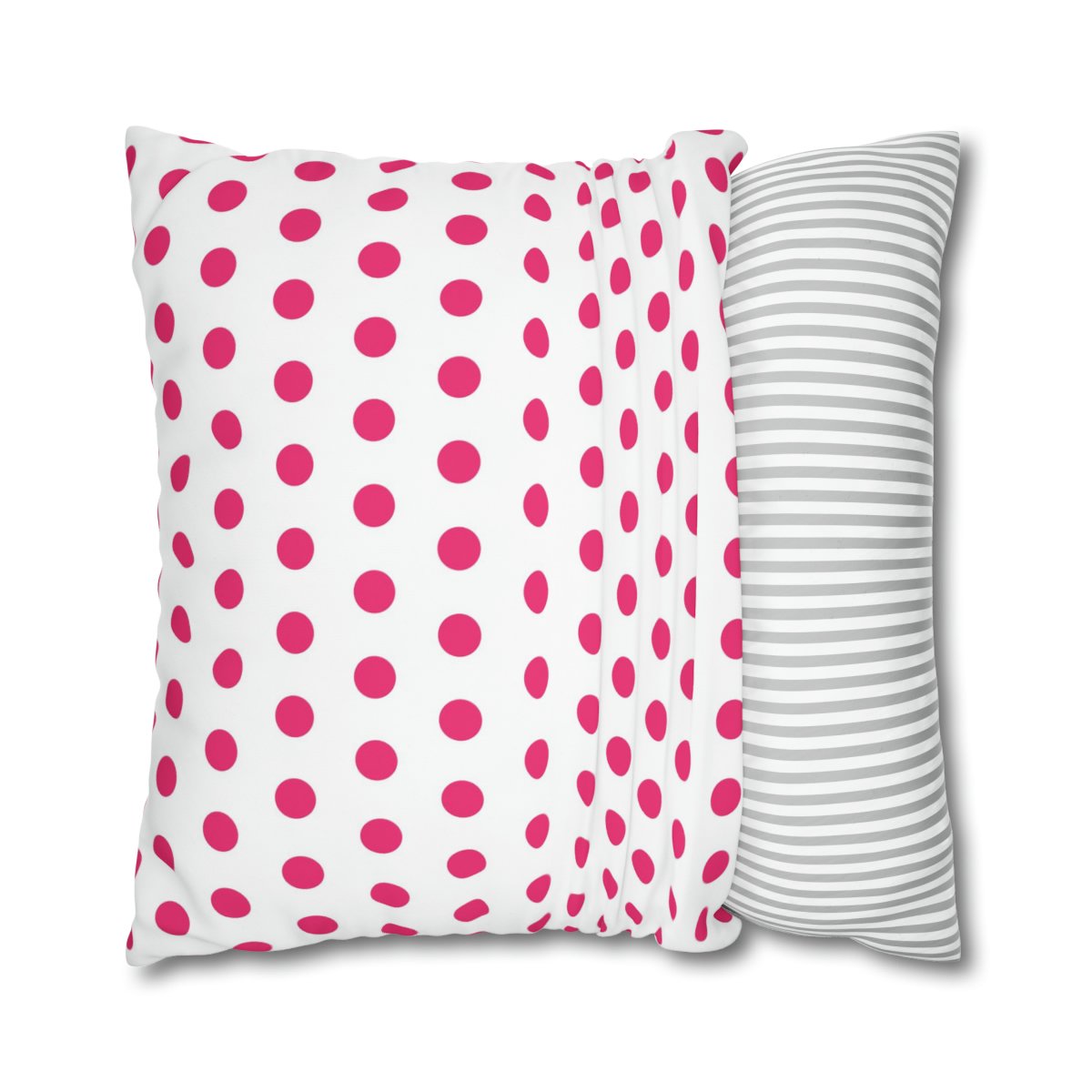 Pink Polka Dot on White Polyester Euro Shams - Image 2