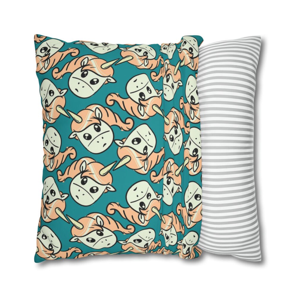 White Unicorn Head Pattern Euro Pillow Covers - Image 2