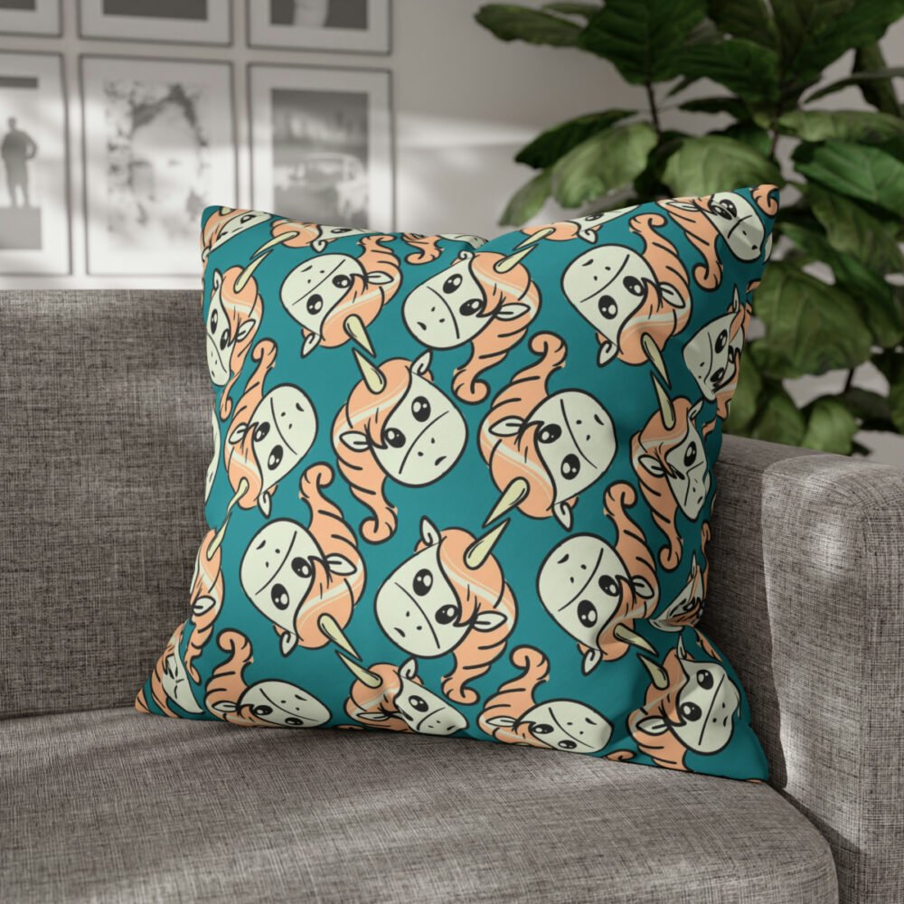 White Unicorn Head Pattern Euro Pillow Covers - Image 4