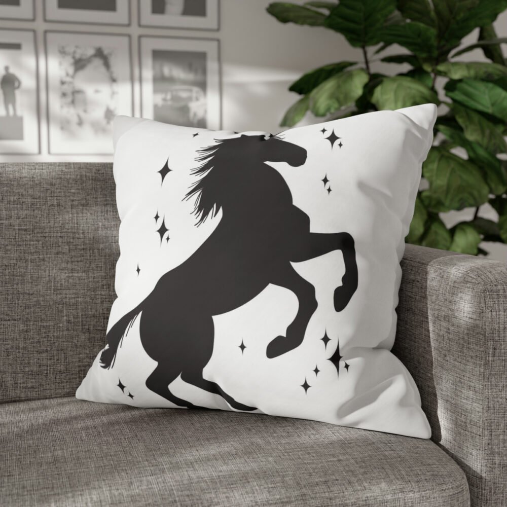 Stylish Black Magical Unicorn Bed Euro Shams - Image 4
