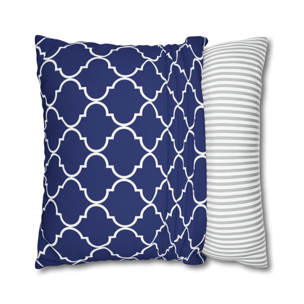 Dark Blue n White Moroccan Euro Pillow Shams - Image 2