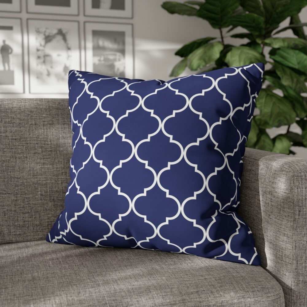 Dark Blue n White Moroccan Euro Pillow Shams - Image 4