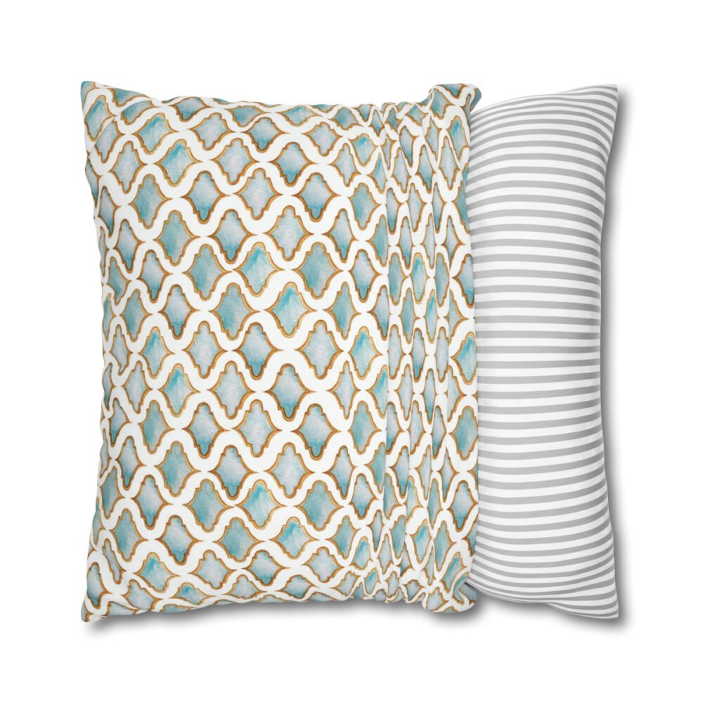 Moroccan Damask Print on White Euro Shams - Image 2