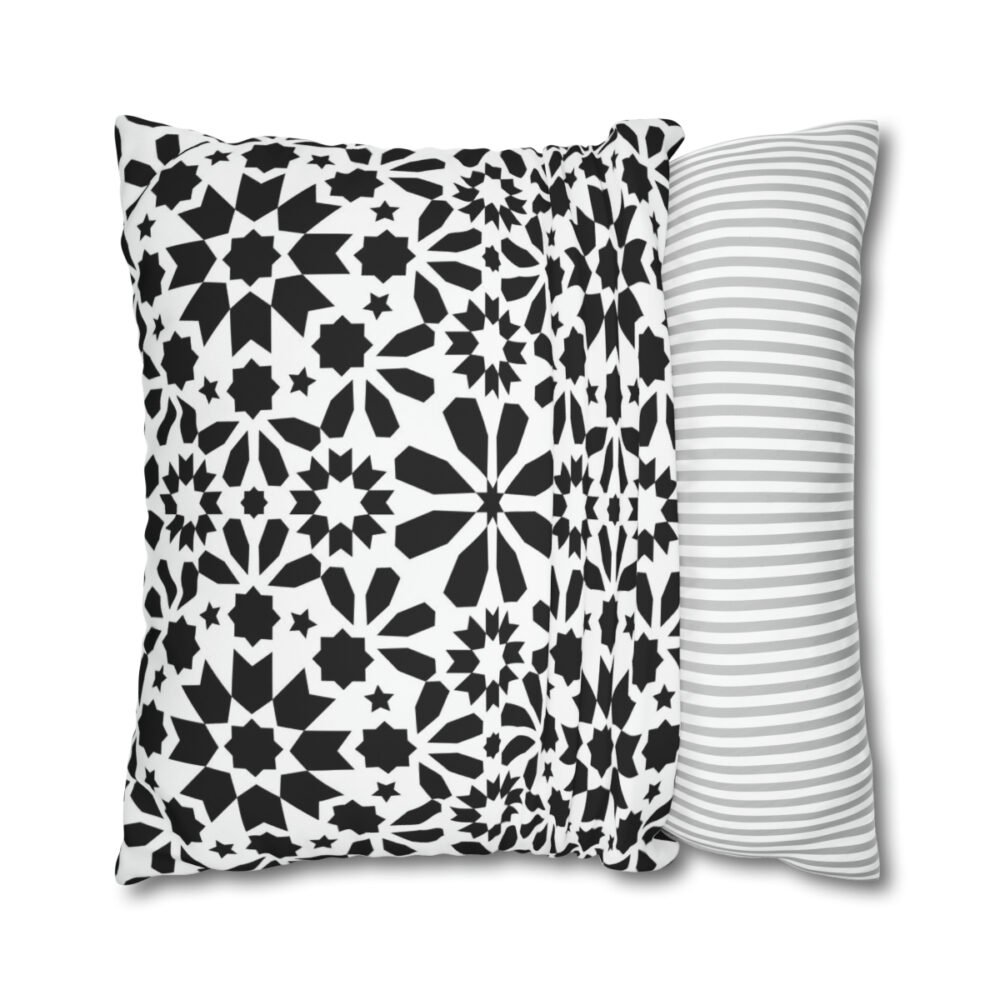 Black n White Moroccan Tiles Design Euro Shams - Image 2