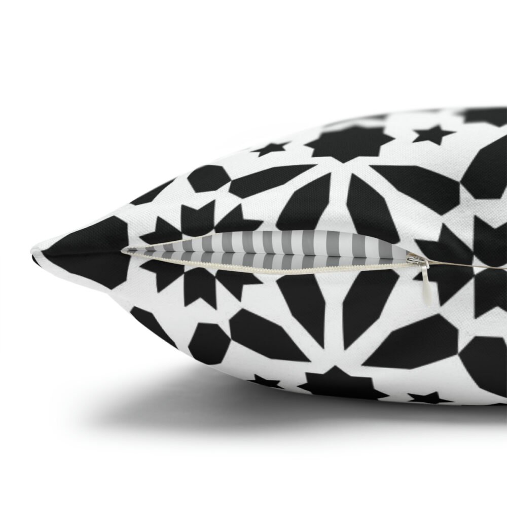 Black n White Moroccan Tiles Design Euro Shams - Image 3