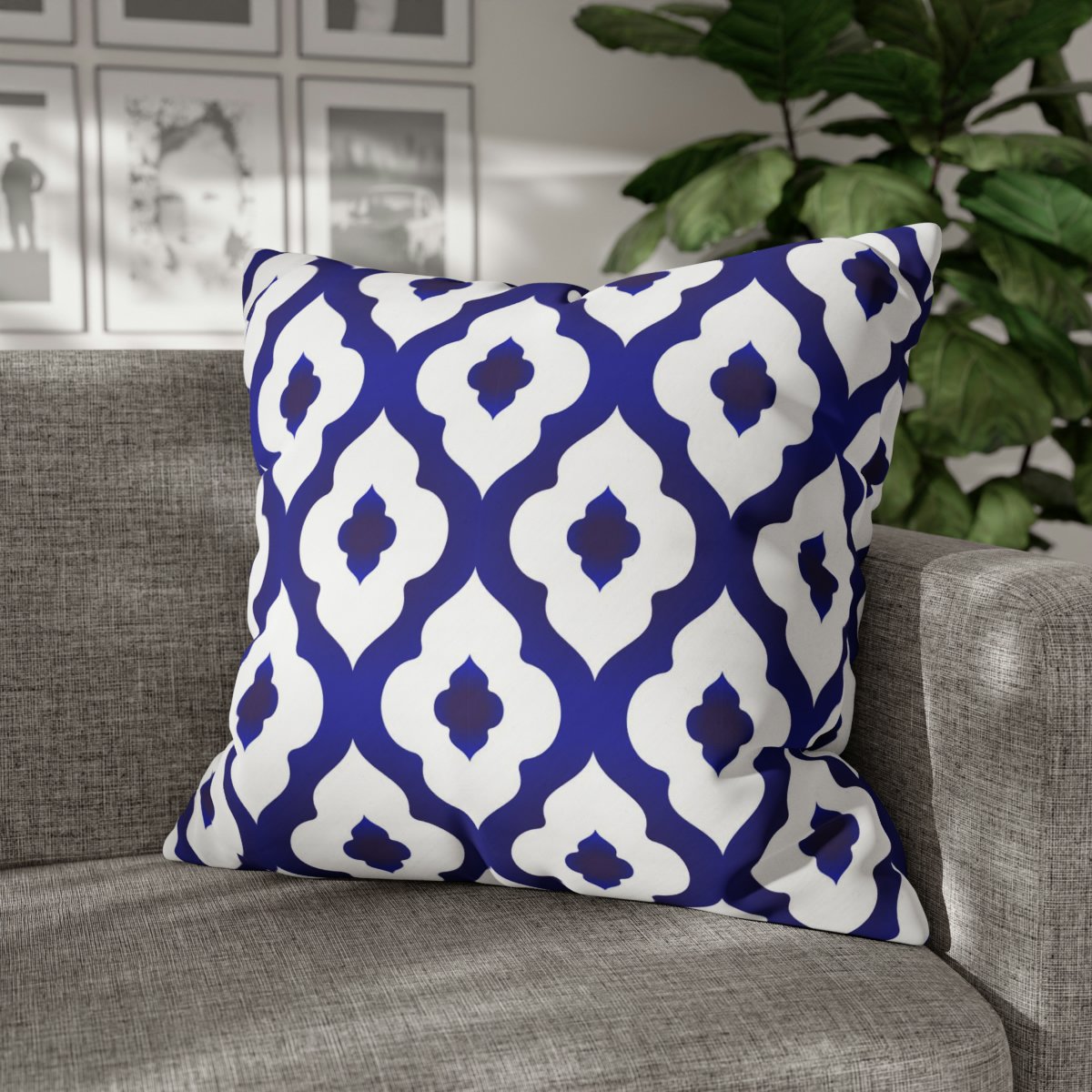 Modern Blue n White Ceramic Tile Design Euro Shams - Image 3