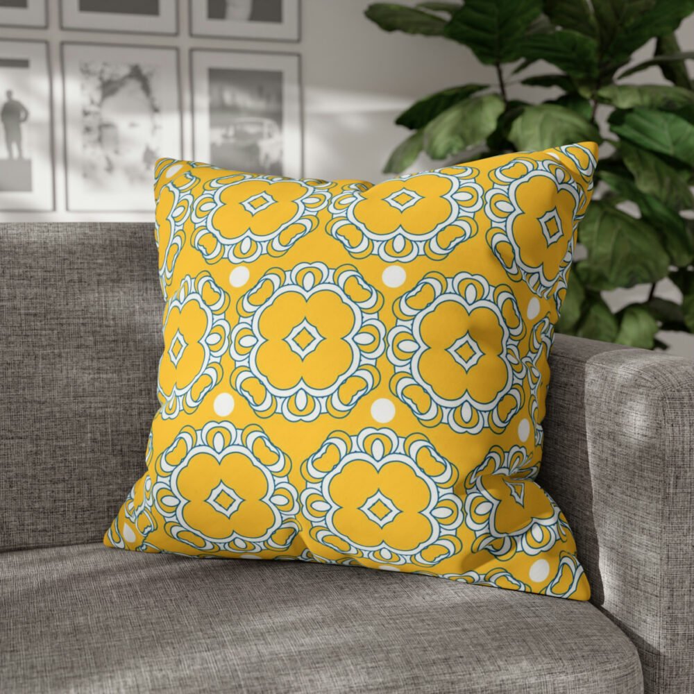 Moroccan Ornaments in Blue n Yellow Euro Shams - Image 4