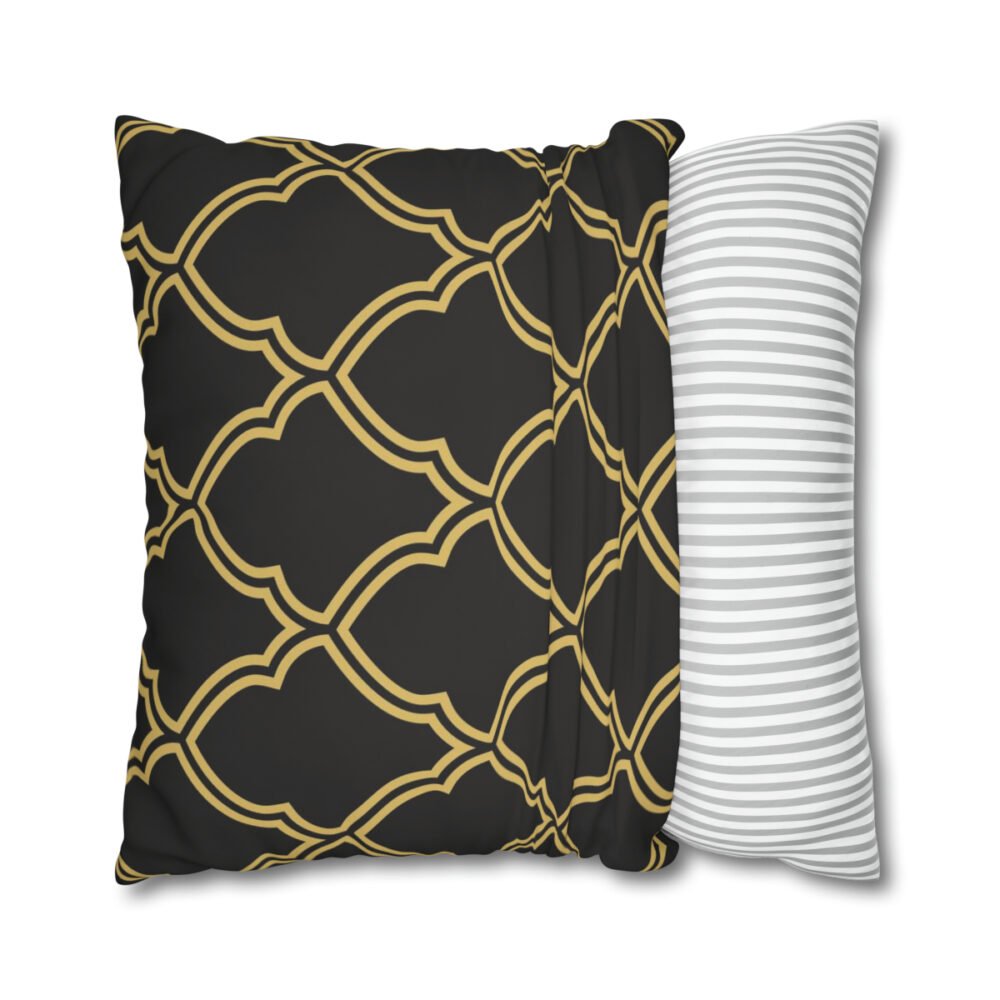 Moroccan Trellis Black n Gold Euro Pillow Shams - Image 2