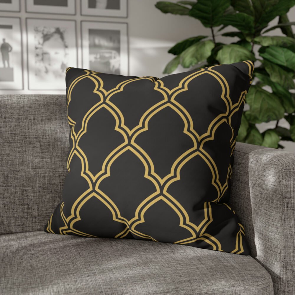 Moroccan Trellis Black n Gold Euro Pillow Shams - Image 4
