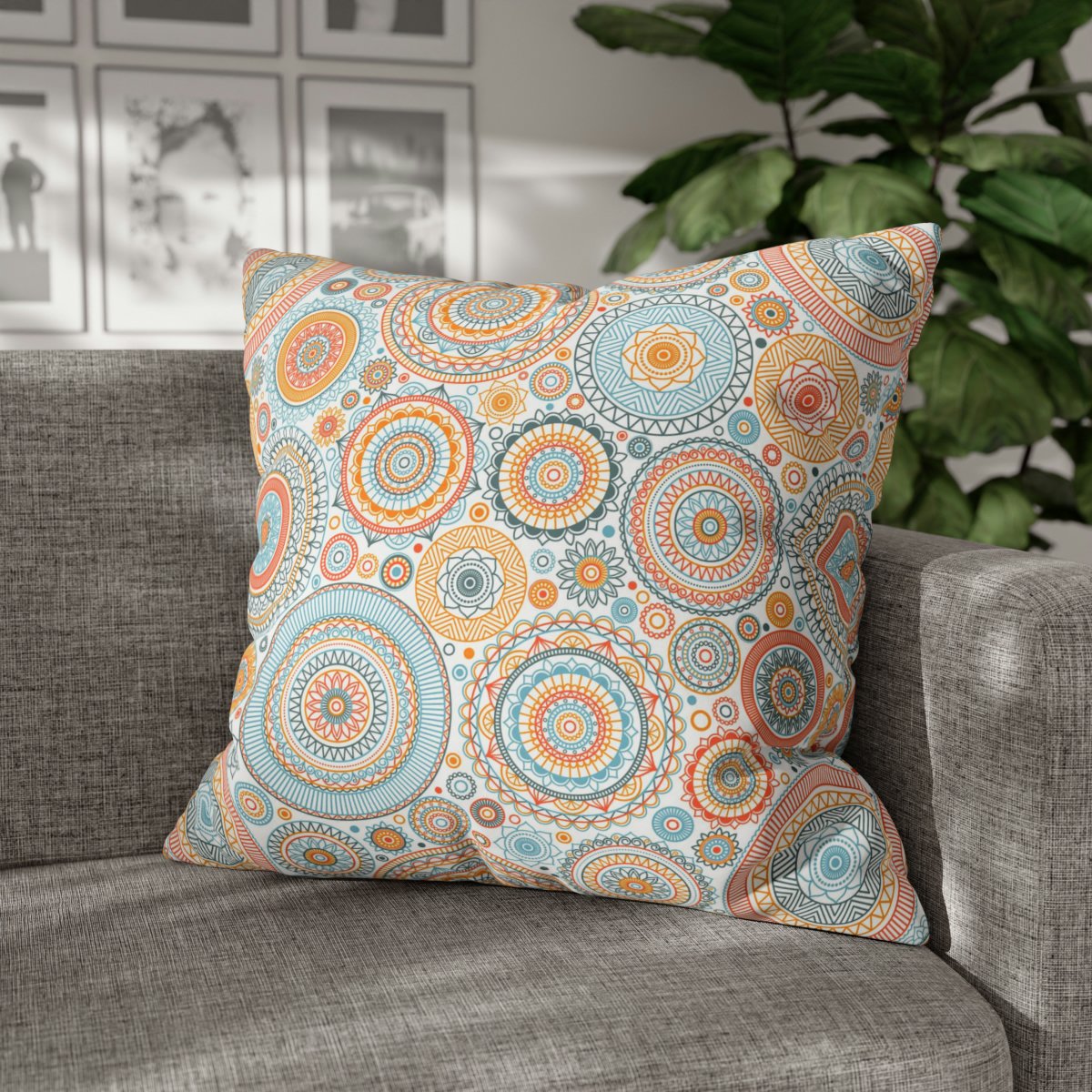 Eastern Style Blue Mandala Euro Pillow Shams - Image 3
