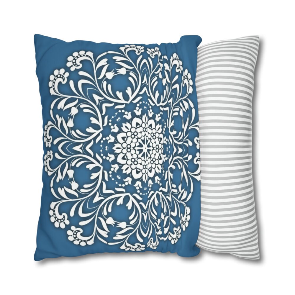 Circle Floral Ornamental Blue Euro Pillow Shams - Image 2