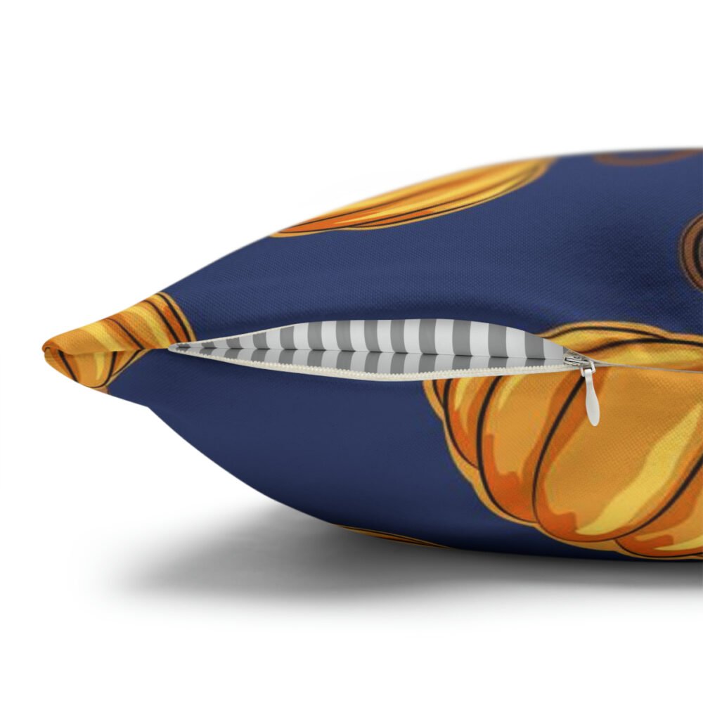 Cute Orange Pumpkin on Dark Blue Euro Shams - Image 2