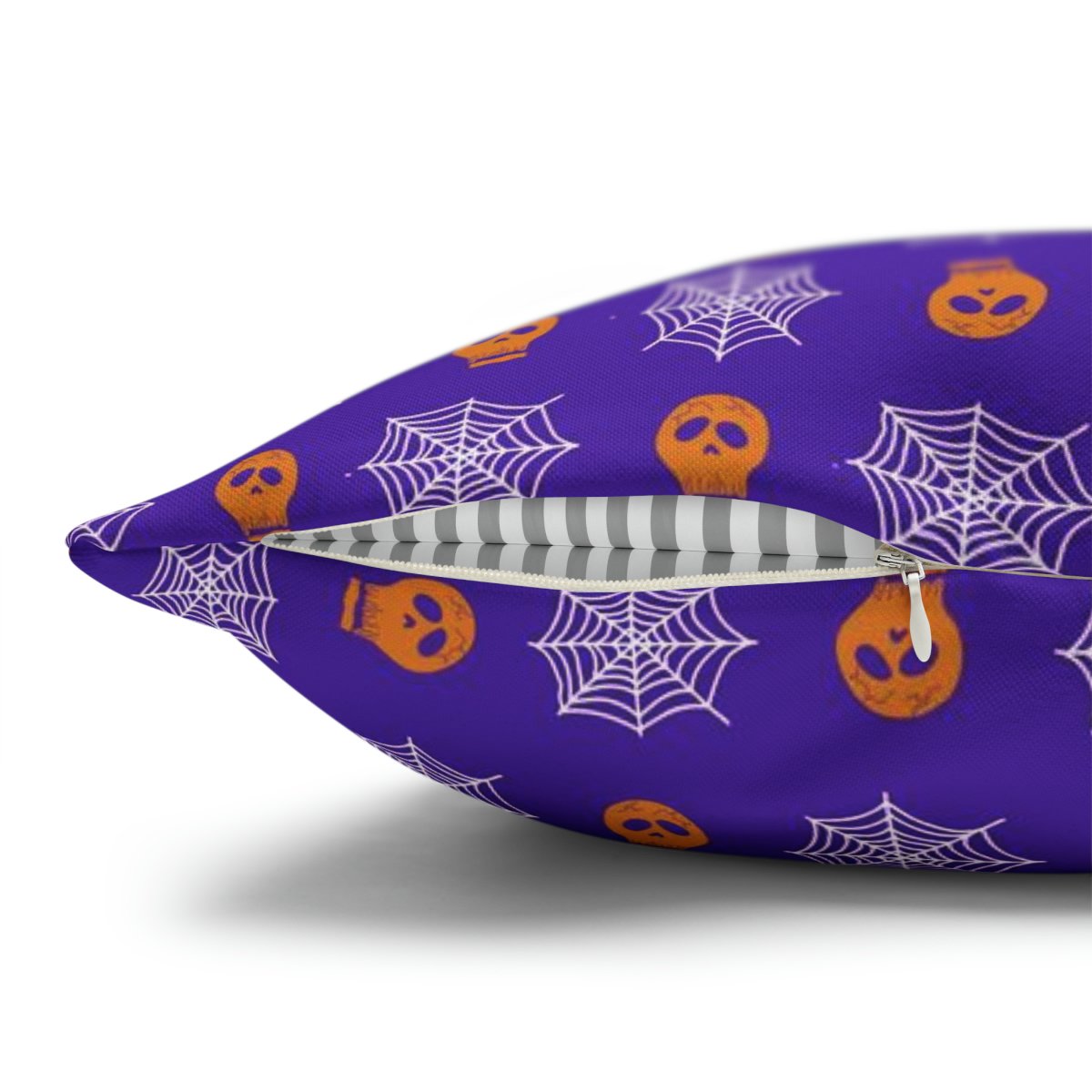 Halloween Skull n Spider Web on Blue Euro Shams - Image 3