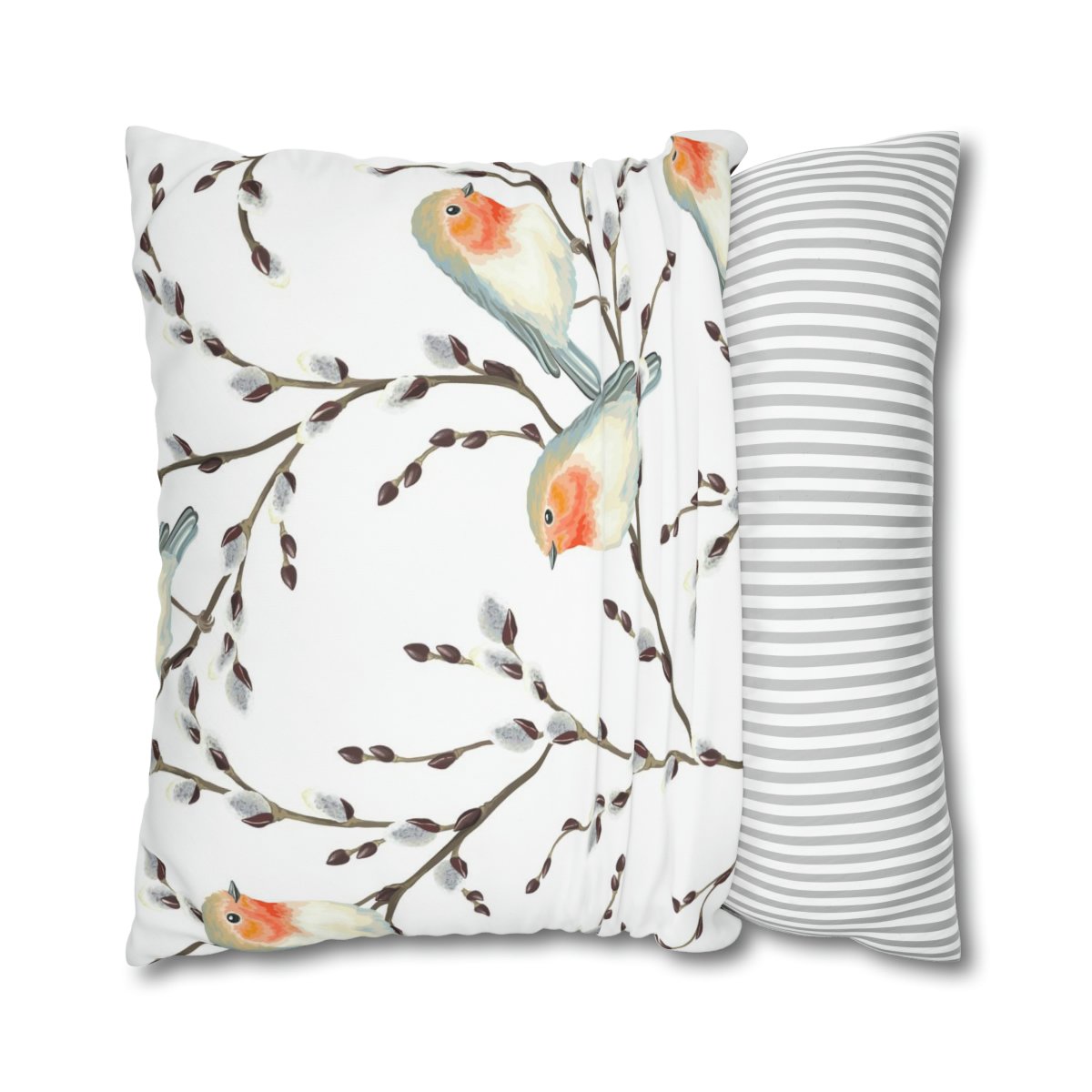 Robin Birds on White Throw Pillow Covers - Image 2