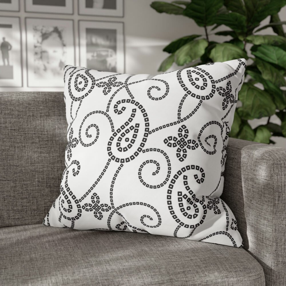 Black n White Paisley Bandanna Print Euro Shams - Image 4
