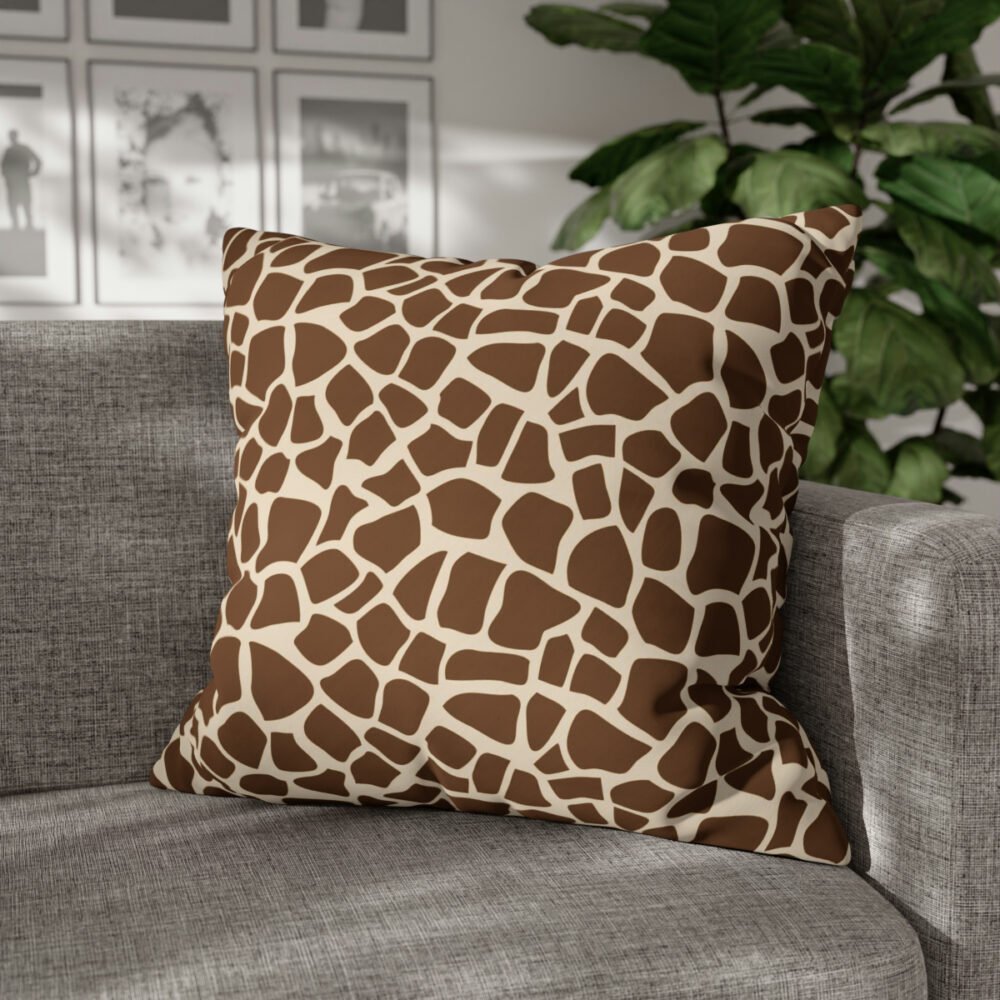Brown Giraffe Pattern Euro Pillow Shams for Kids Room - Image 4