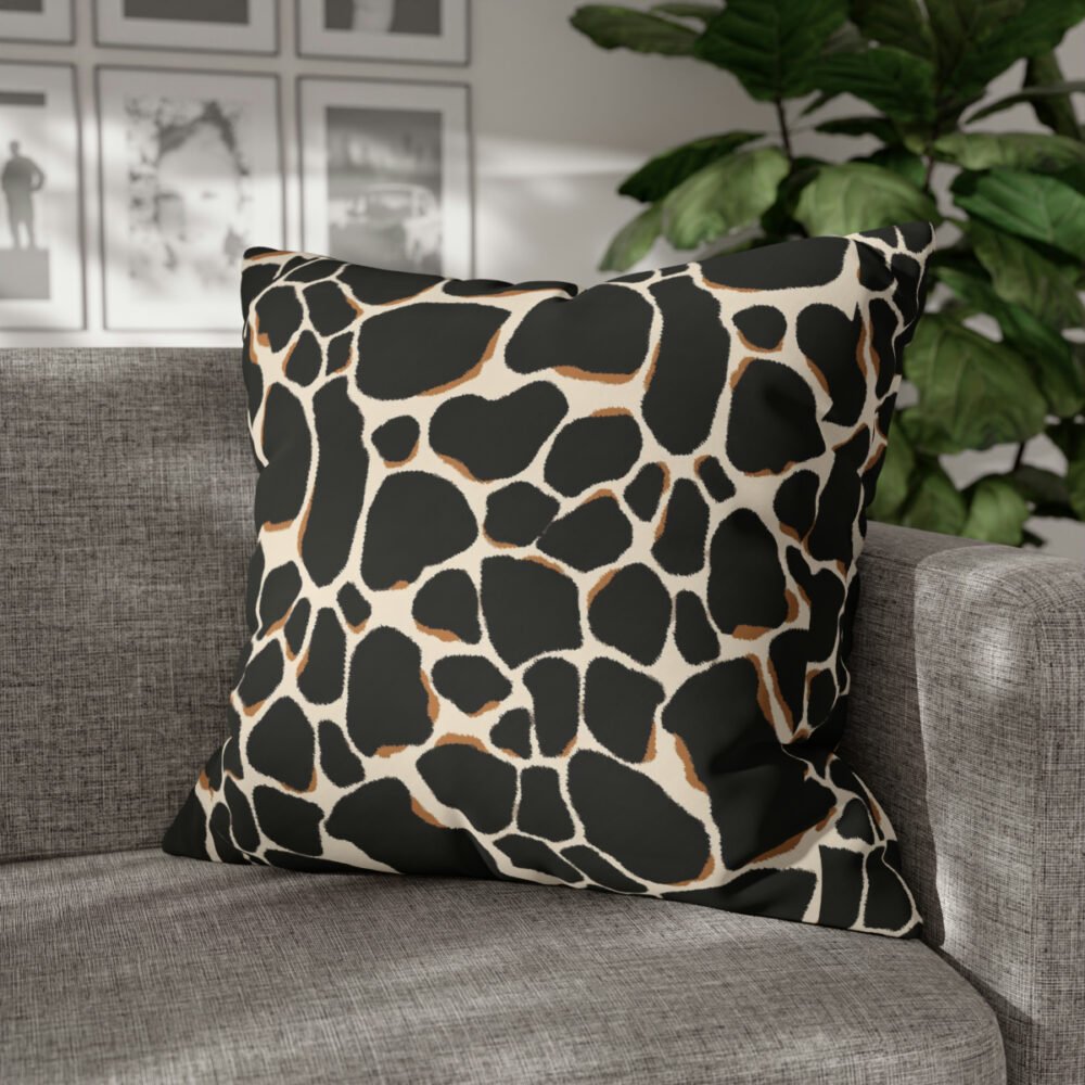 Black n Cream Animal Print Bed Euro Pillow Shams - Image 4