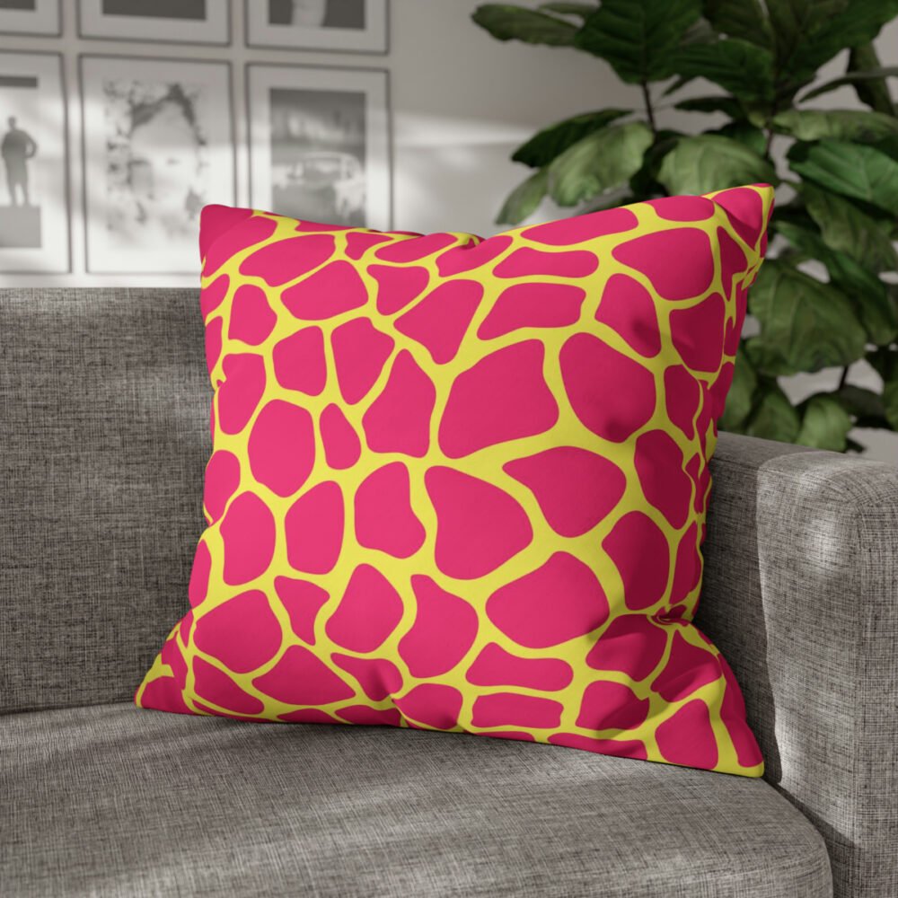 Colorful Pink Giraffe Spot on Yellow Euro Shams for Kids Room - Image 4