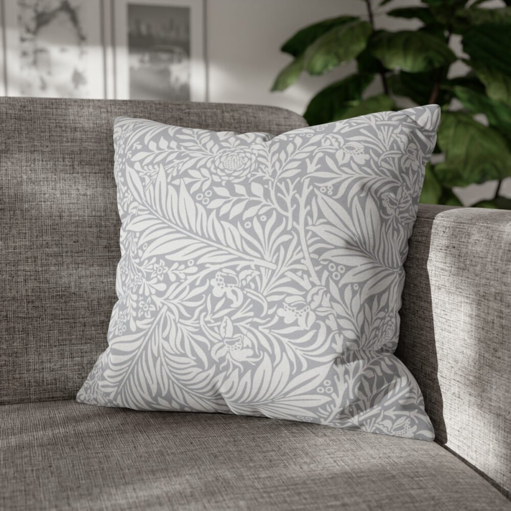 Larkspur by William Morris Grey Fabric Throw Pillow Covers - Image 4