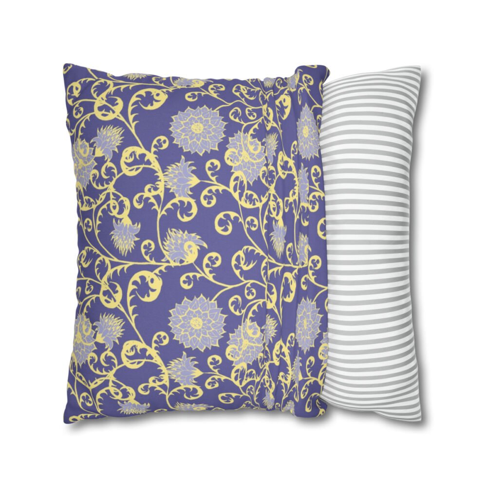 Retro Floral Purple Fabric Throw Pillow Covers - Image 2