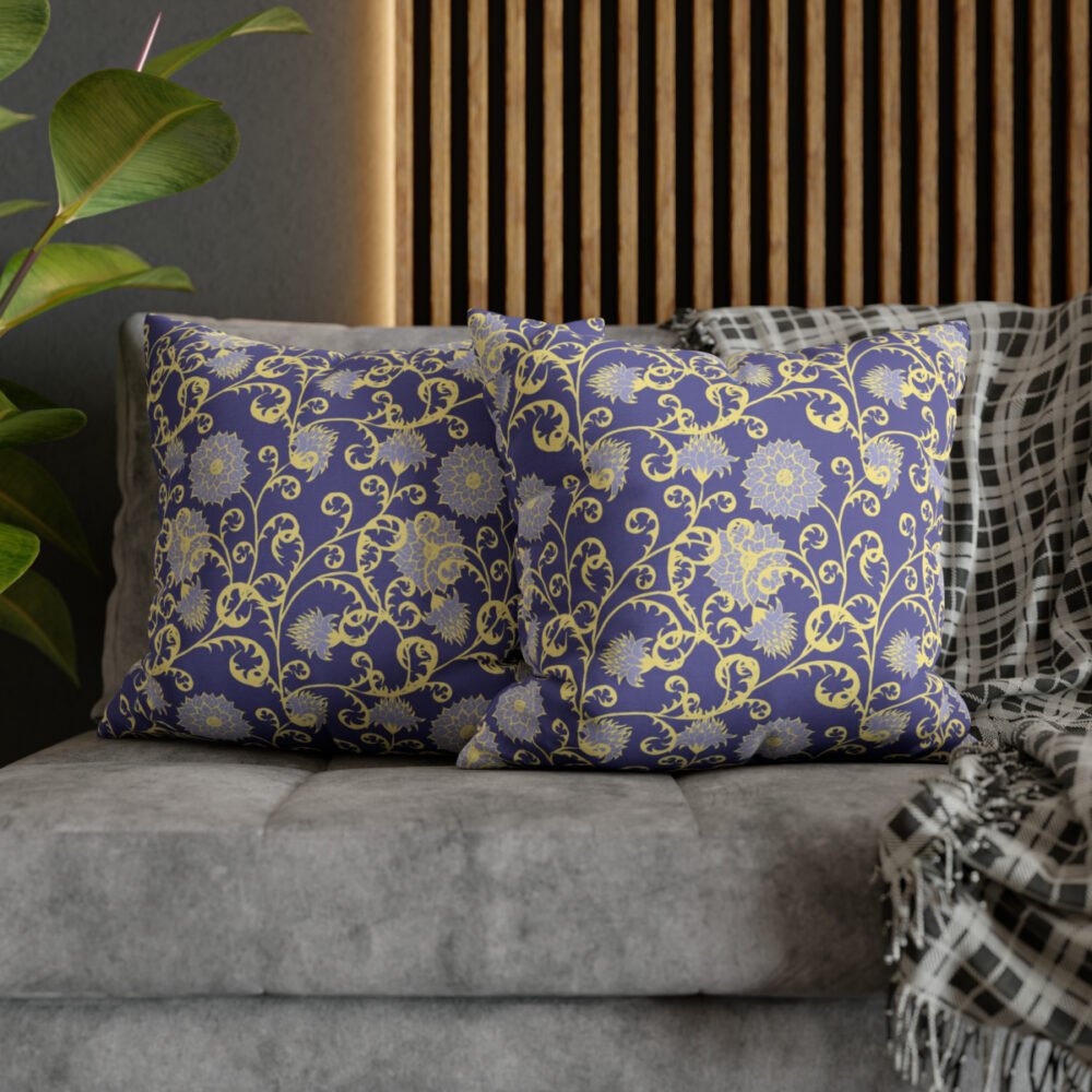Retro Floral Purple Fabric Throw Pillow Covers - Image 5