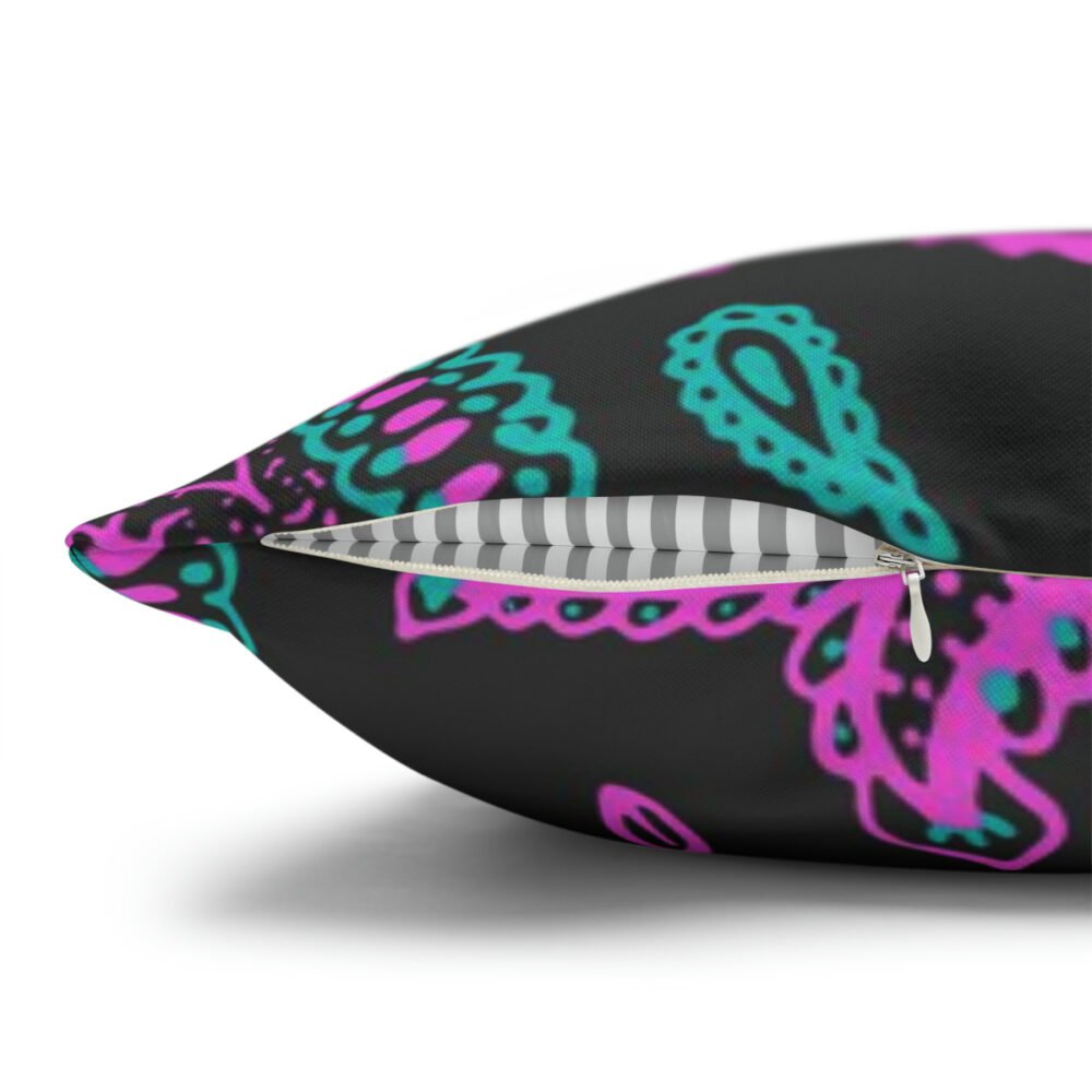 Premium Black n Pink Paisley Sofa Throw Pillow Covers - Image 3