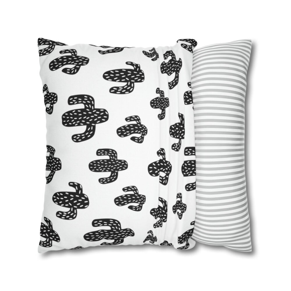 Dotted Black Cactus on White Throw Pillow Covers - Image 2