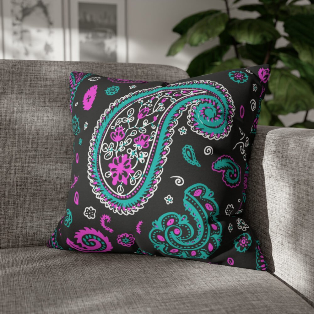 Premium Black n Pink Paisley Sofa Throw Pillow Covers - Image 4