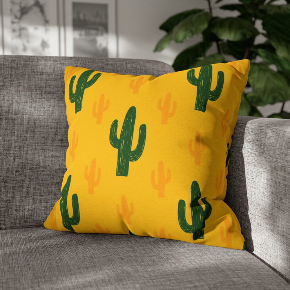 Green Cactus on Yellow Throw Sofa Pillow Covers - Image 6