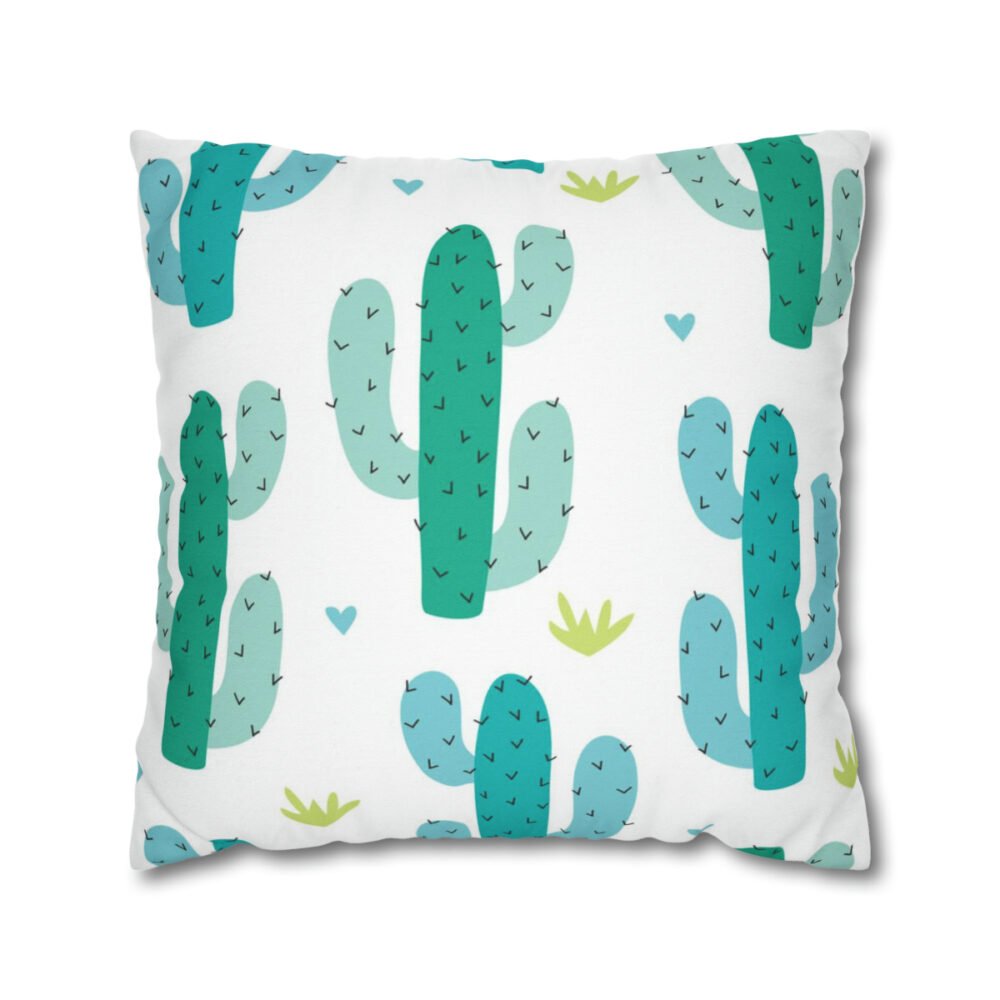 Beautiful Cactus Pattern on White Throw Pillow Covers