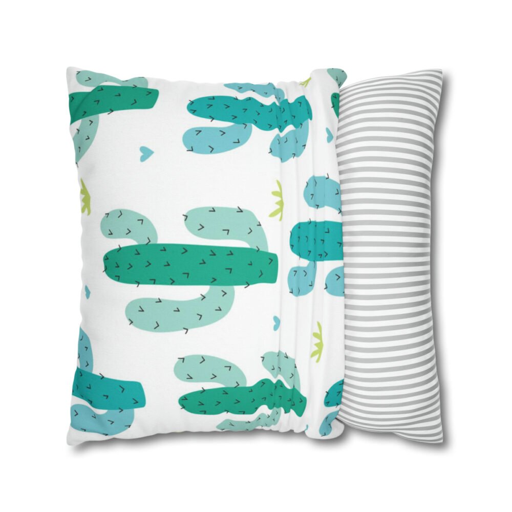 Beautiful Cactus Pattern on White Throw Pillow Covers - Image 2
