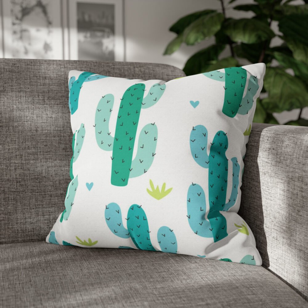 Beautiful Cactus Pattern on White Throw Pillow Covers - Image 4