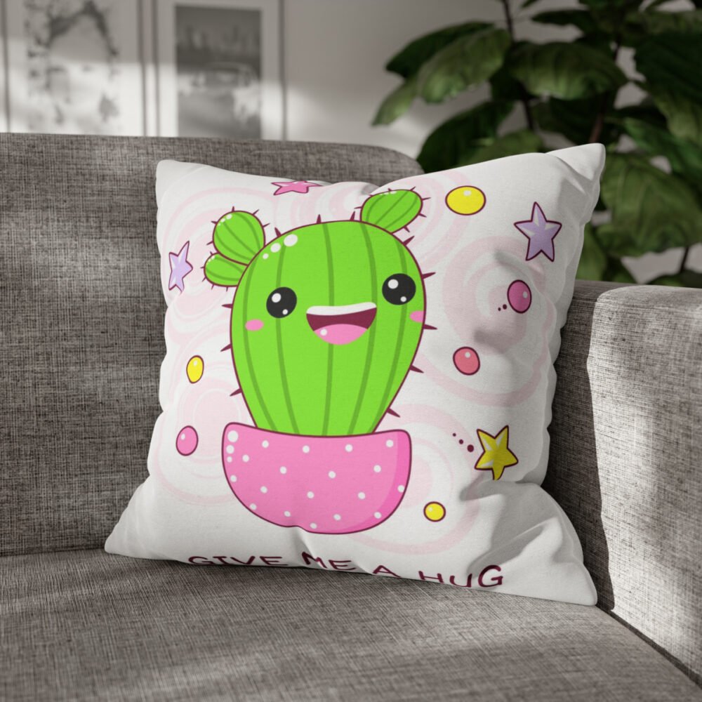 Decorative Green Pink Kawaii Cactus Throw Pillow Covers - Image 4