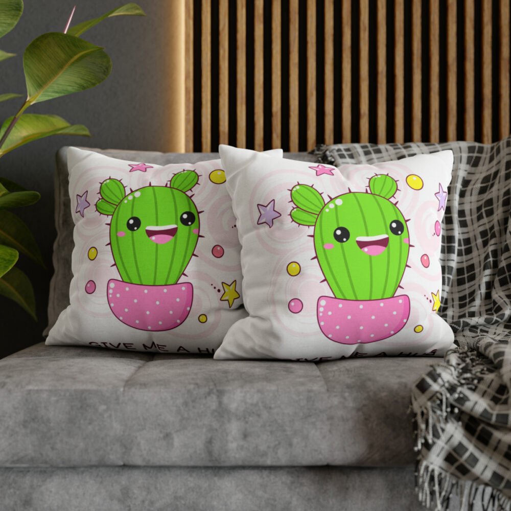 Decorative Green Pink Kawaii Cactus Throw Pillow Covers - Image 5