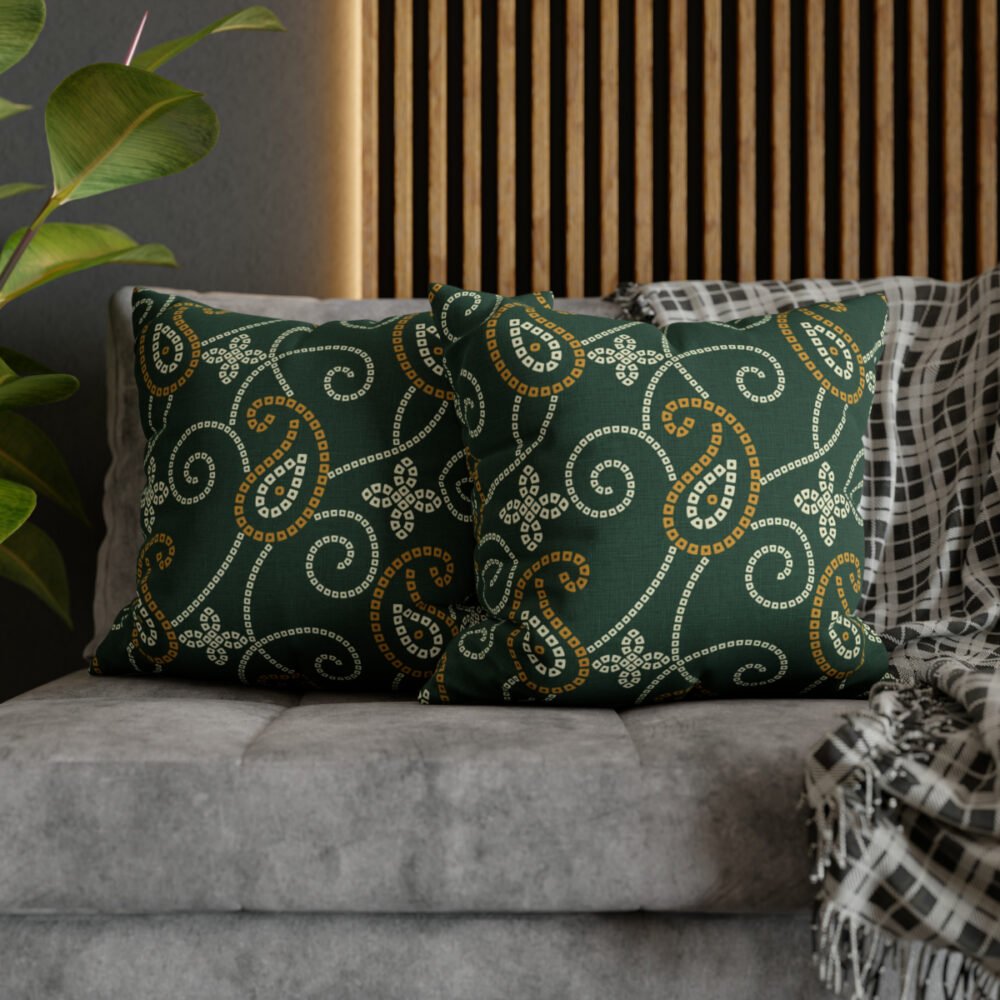 Green Paisley Throw Pillow Covers for Sofa Couch - Image 5