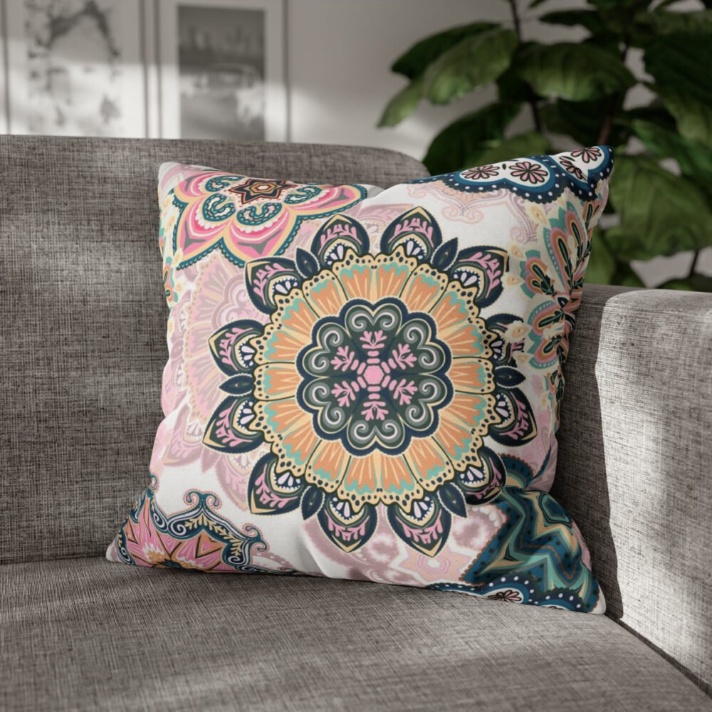 Colorful Pastel Mandala Fabric Throw Sofa Pillow Covers - Image 4