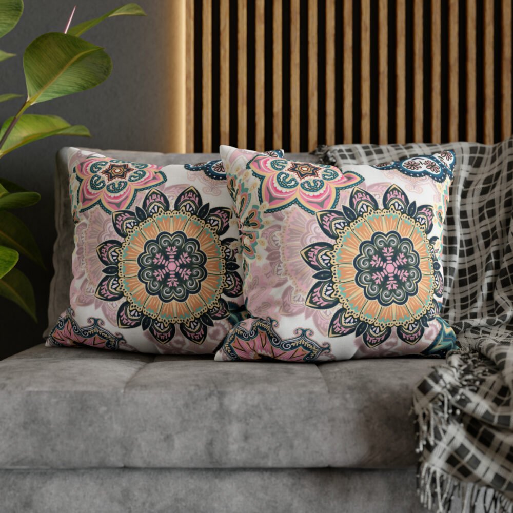 Colorful Pastel Mandala Fabric Throw Sofa Pillow Covers - Image 5