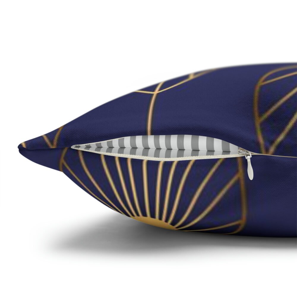 Fan Shaped Motif on Midnight Blue Throw Pillow Covers - Image 3