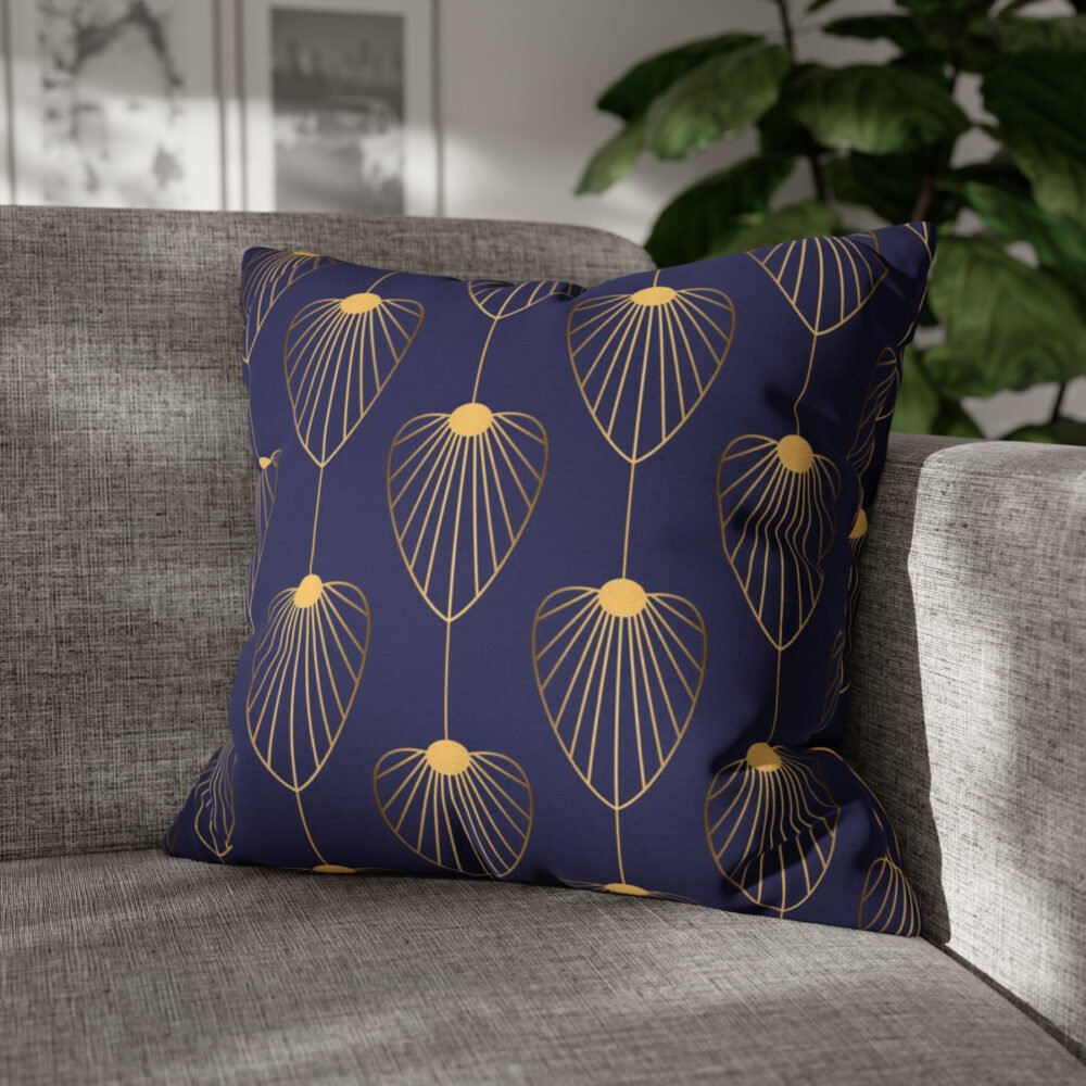 Fan Shaped Motif on Midnight Blue Throw Pillow Covers - Image 4