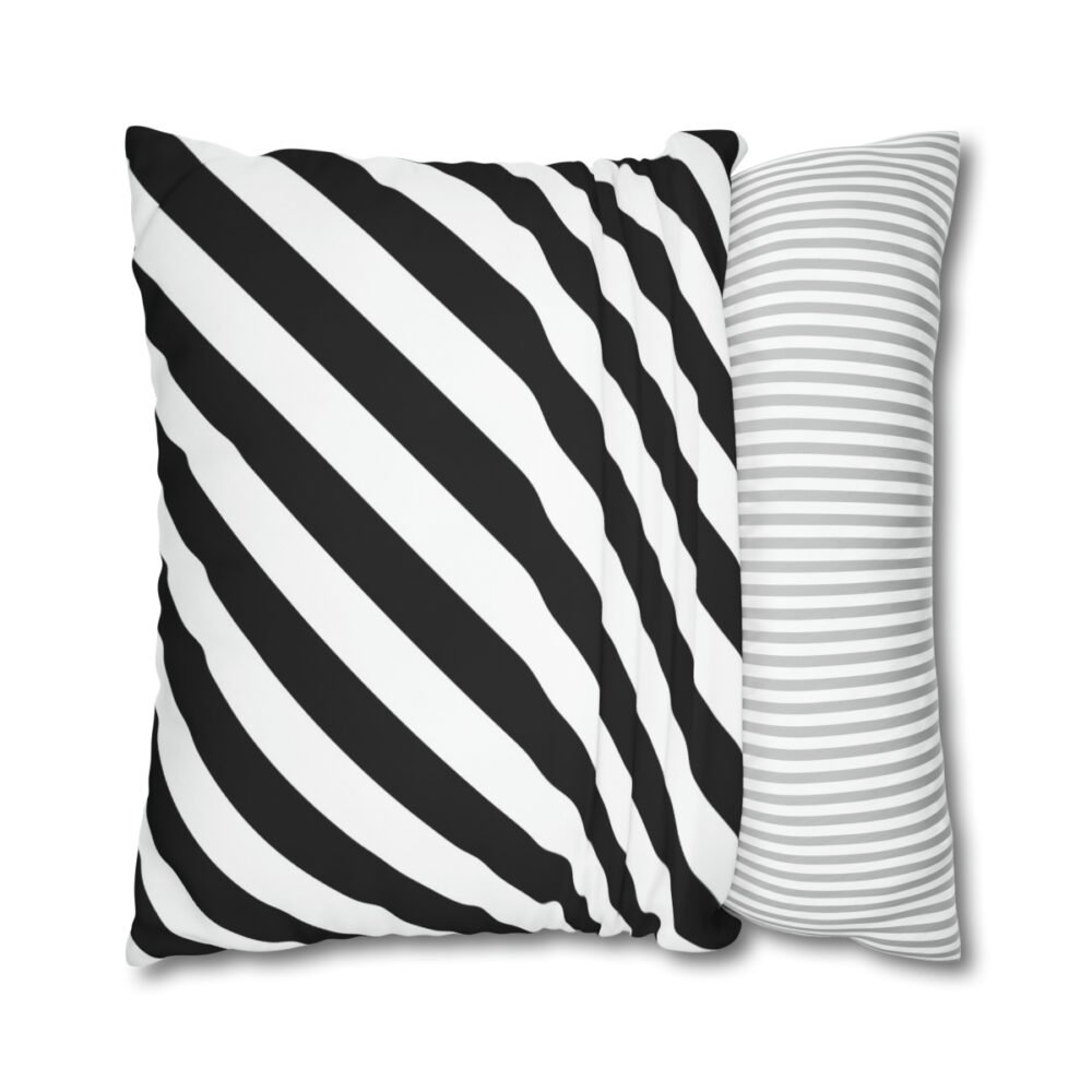 Black and White Diagonal Striped Bed Euro Shams - Image 2