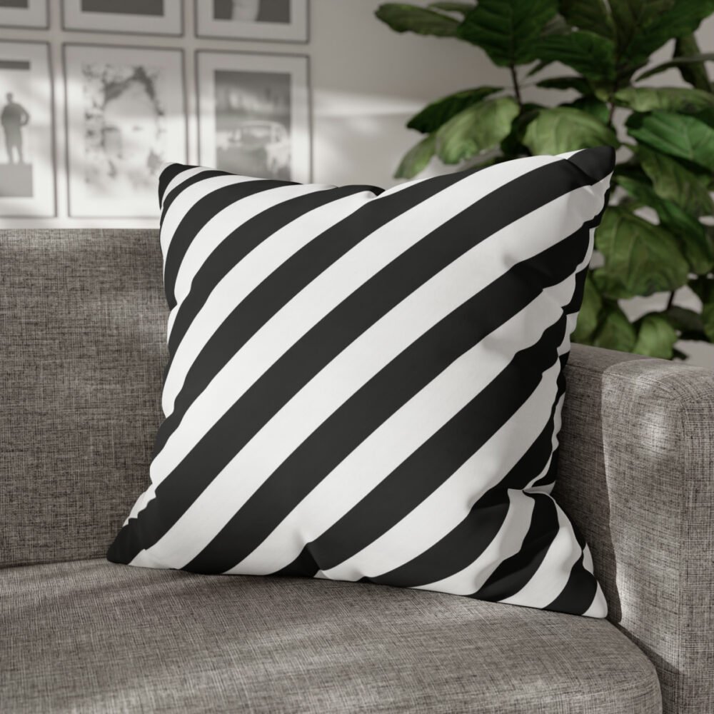 Black and White Diagonal Striped Bed Euro Shams - Image 4