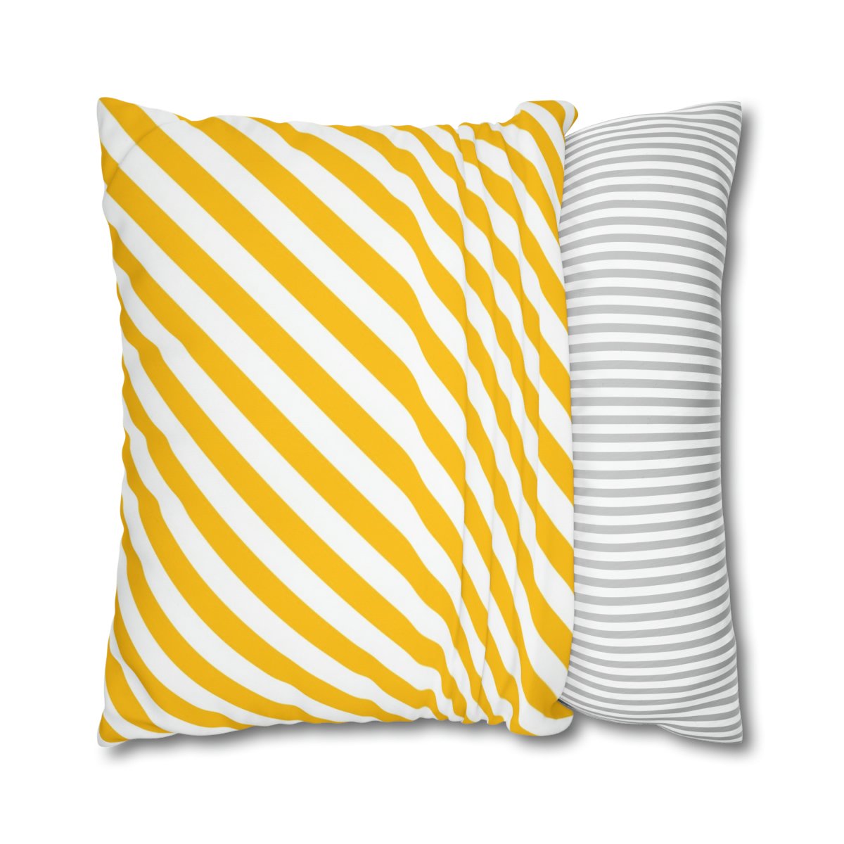 Stylish Yellow Diagonal Striped Bed Euro Shams for Living Room - Image 2