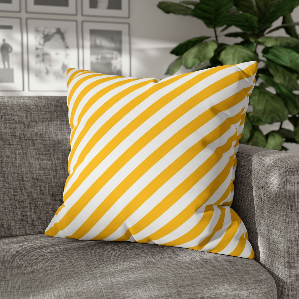 Stylish Yellow Diagonal Striped Bed Euro Shams for Living Room - Image 4