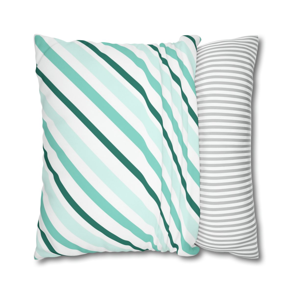 Decorative Light Blue Diagonal Striped Euro Shams - Image 2
