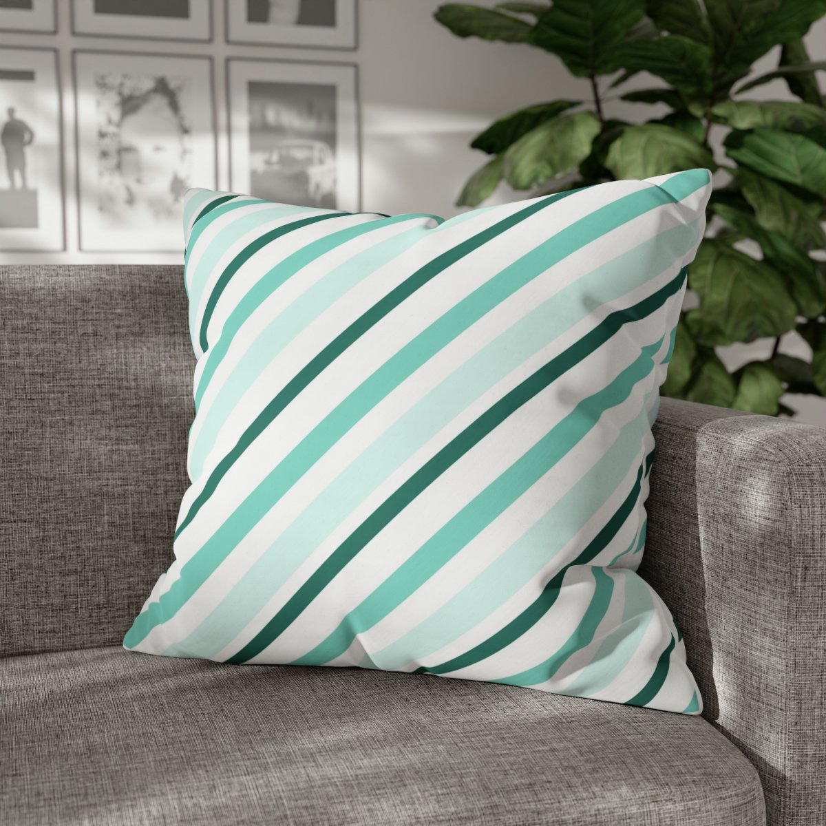 Decorative Light Blue Diagonal Striped Euro Shams - Image 4
