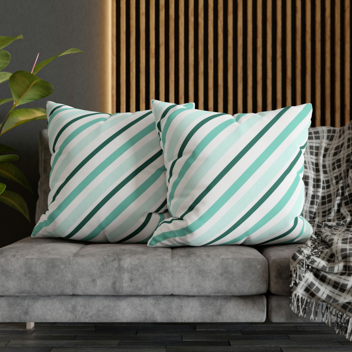 Decorative Light Blue Diagonal Striped Euro Shams - Image 5