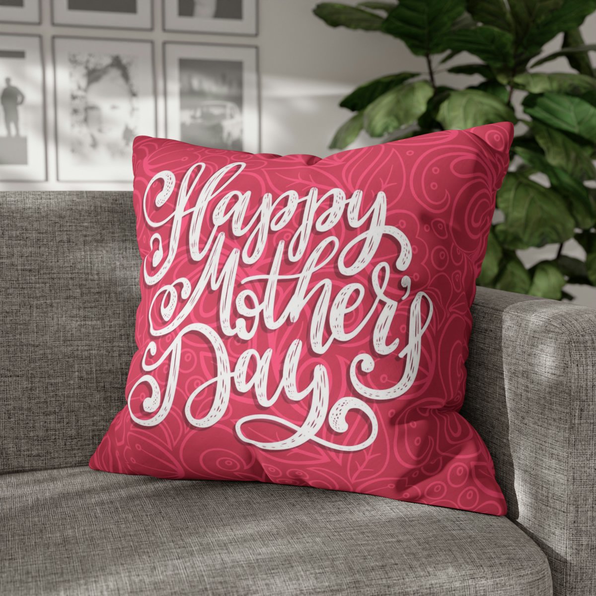 Unique Letter Design Mothers Day Pink Euro Shams - Image 4