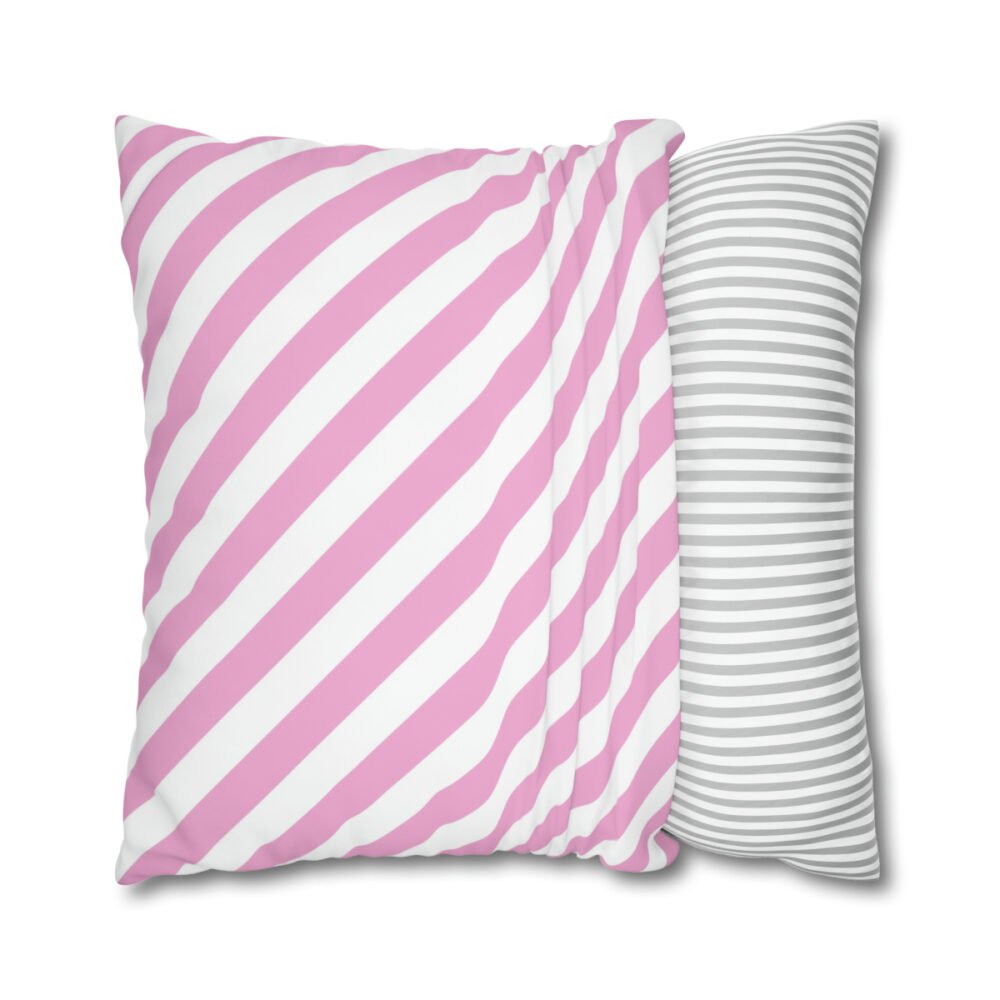 Modern Pink Diagonal Striped Bed Euro Shams - Image 2