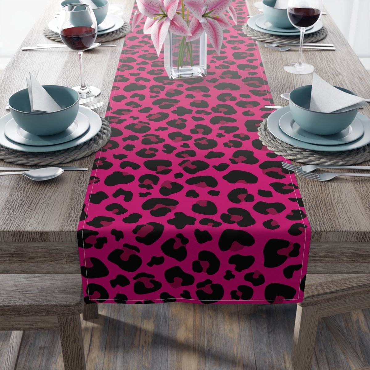 Pink Leopard Print Table Runners for Living Room Decor - Image 10